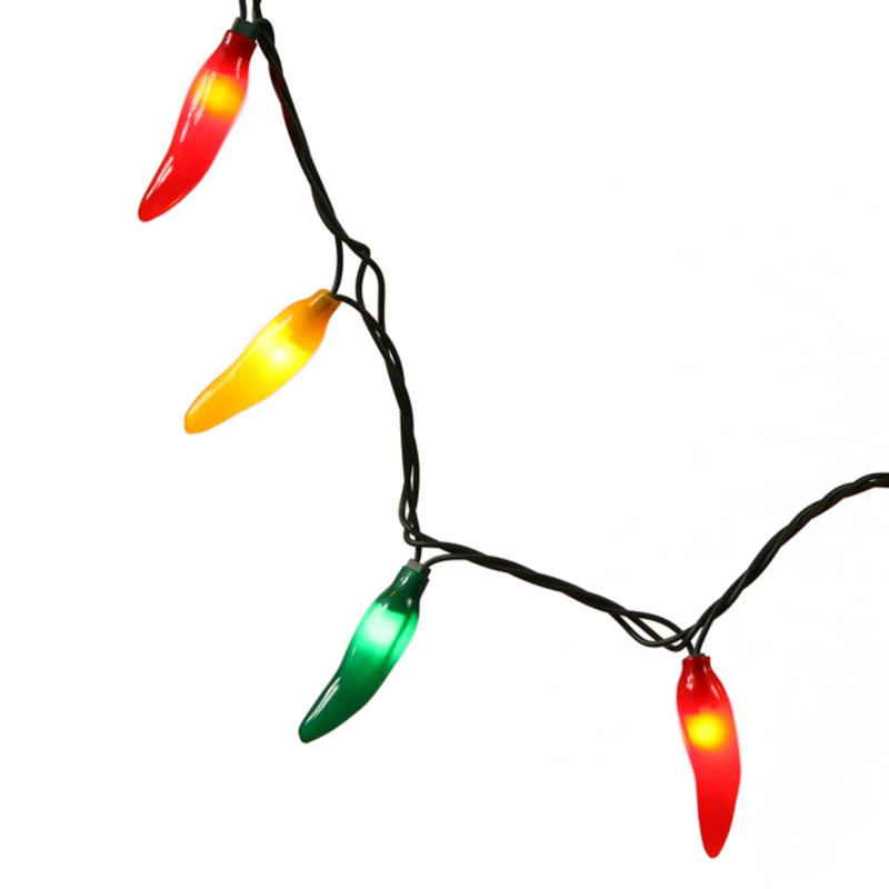 Chile pepper string of lights, red, green, and yellow
