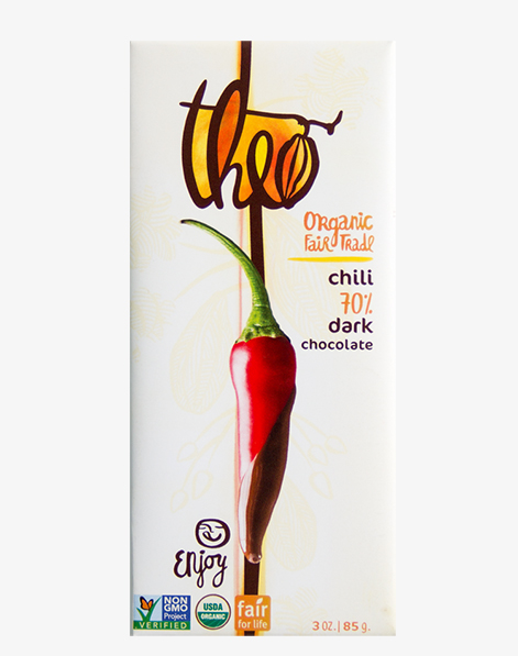 Theo Organic Dark Chocolate Chilli Bar
