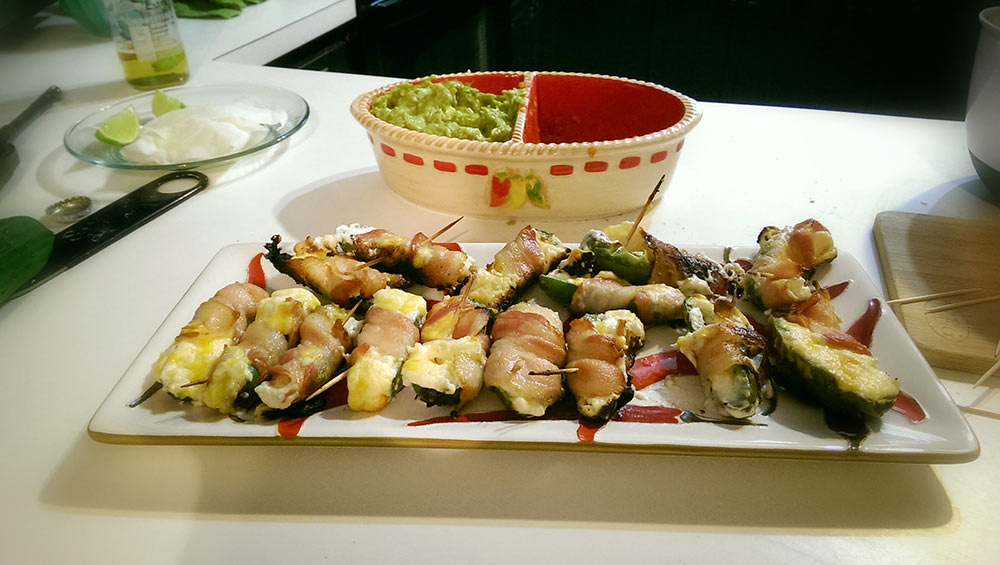 Amazing jalapeno poppers - grilled, wrapped in bacon