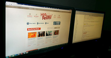 HotSauceFever Hot Sauce Review Website Launched - Site Being Viewed in Browser and CSS on 2nd Screen